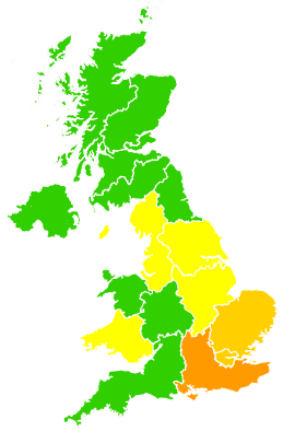 Click on a region for air pollution levels for 28/05/2003