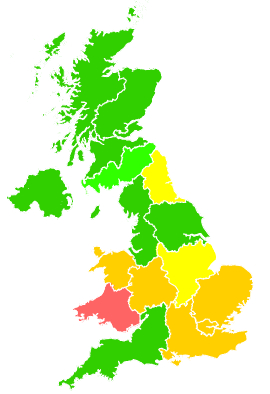 Click on a region for air pollution levels for 28/05/2005