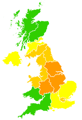 Click on a region for air pollution levels for 28/05/2012