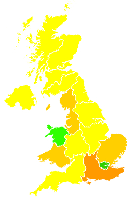 Click on a region for air pollution levels for 28/05/2018