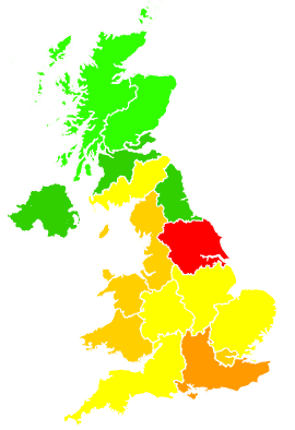 Click on a region for air pollution levels for 28/06/1993