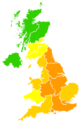 Click on a region for air pollution levels for 28/06/1994