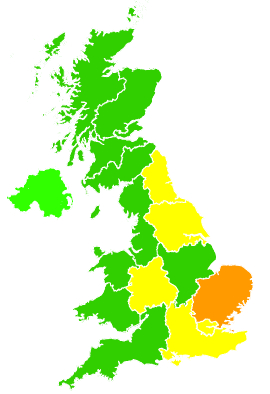 Click on a region for air pollution levels for 28/06/2010