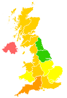 Click on a region for air pollution levels for 28/06/2018