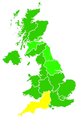 Click on a region for air pollution levels for 28/06/2019