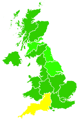 Click on a region for air pollution levels for 28/06/2019