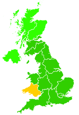 Click on a region for air pollution levels for 28/07/1994