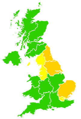 Click on a region for air pollution levels for 28/07/1995
