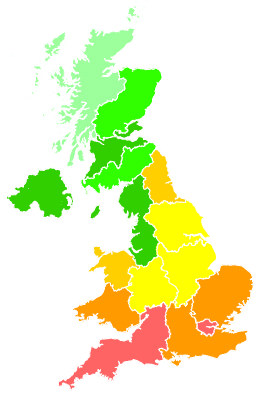 Click on a region for air pollution levels for 28/07/2001