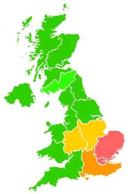 Click on a region for air pollution levels for 28/07/2002