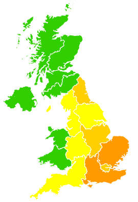 Click on a region for air pollution levels for 28/07/2004