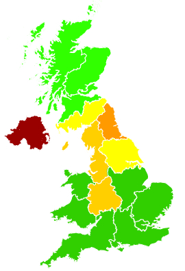 Click on a region for air pollution levels for 28/09/1992