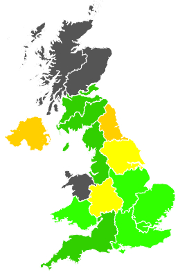 Click on a region for air pollution levels for 28/09/1993