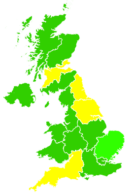 Click on a region for air pollution levels for 28/09/1998