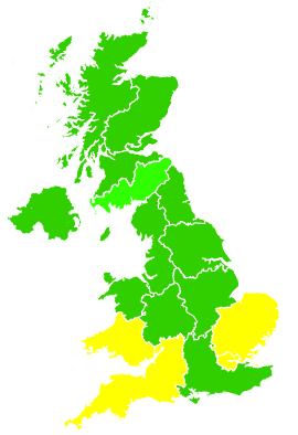 Click on a region for air pollution levels for 28/09/2001