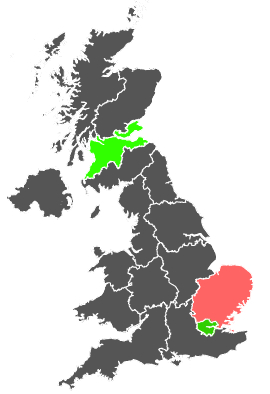 Click on a region for air pollution levels for 28/10/1977