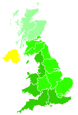 Click on a region for air pollution levels for 28/10/1994