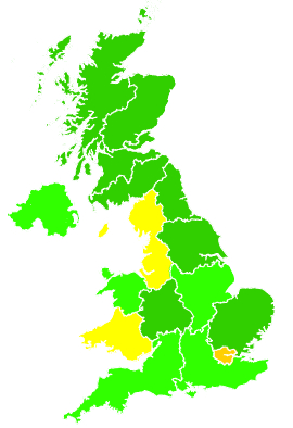 Click on a region for air pollution levels for 28/10/2019