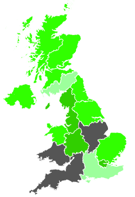 Click on a region for air pollution levels for 28/11/1987