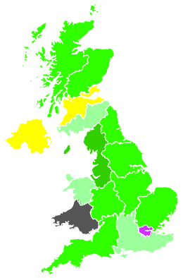 Click on a region for air pollution levels for 28/11/1989
