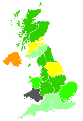Click on a region for air pollution levels for 28/11/1990