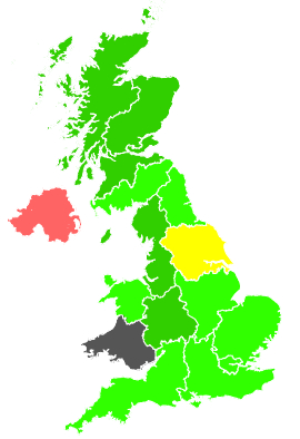 Click on a region for air pollution levels for 28/11/1991
