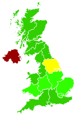 Click on a region for air pollution levels for 28/11/1992