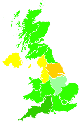 Click on a region for air pollution levels for 28/11/1995