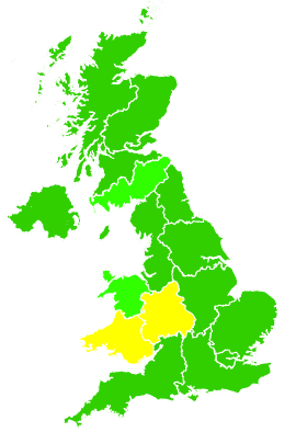 Click on a region for air pollution levels for 28/11/2016