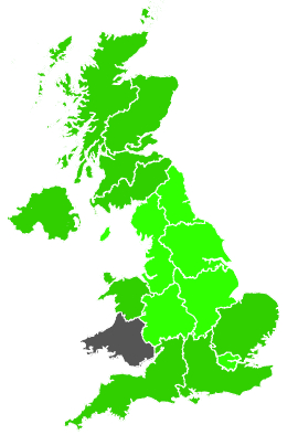 Click on a region for air pollution levels for 28/12/1990