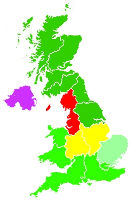 Click on a region for air pollution levels for 28/12/1995