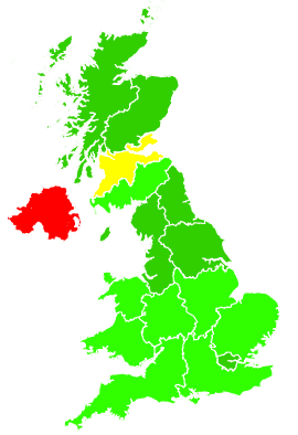 Click on a region for air pollution levels for 28/12/1996