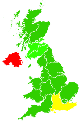 Click on a region for air pollution levels for 28/12/1998