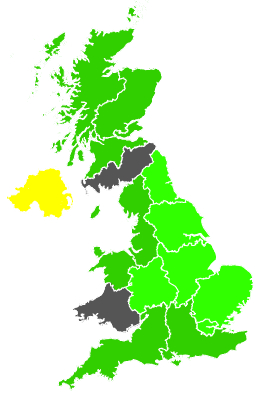 Click on a region for air pollution levels for 29/01/1990