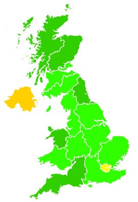 Click on a region for air pollution levels for 29/01/1993