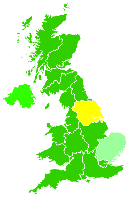 Click on a region for air pollution levels for 29/01/1996