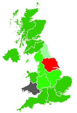Click on a region for air pollution levels for 29/02/1992