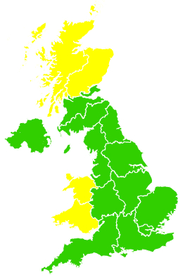 Click on a region for air pollution levels for 29/03/1994