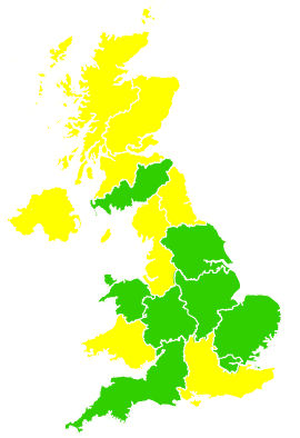 Click on a region for air pollution levels for 29/03/1999