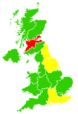 Click on a region for air pollution levels for 29/03/2000