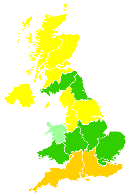 Click on a region for air pollution levels for 29/03/2002