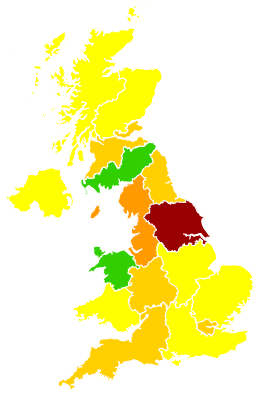 Click on a region for air pollution levels for 29/03/2003