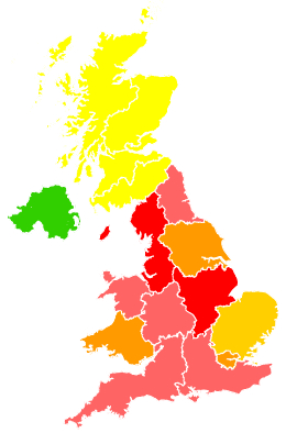 Click on a region for air pollution levels for 29/03/2007