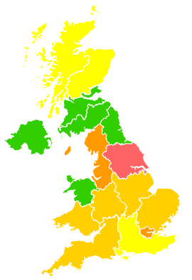 Click on a region for air pollution levels for 29/03/2011