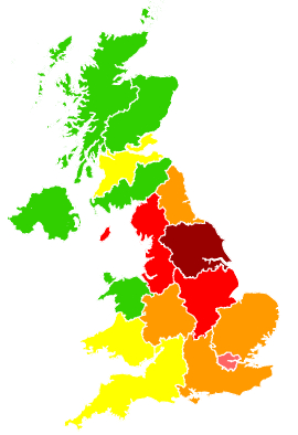 Click on a region for air pollution levels for 29/03/2014
