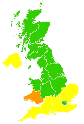 Click on a region for air pollution levels for 29/03/2022