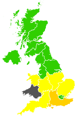 Click on a region for air pollution levels for 29/04/1989