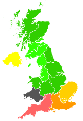 Click on a region for air pollution levels for 29/04/1990