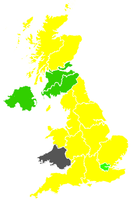 Click on a region for air pollution levels for 29/04/1991