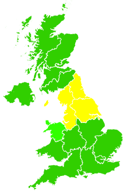 Click on a region for air pollution levels for 29/04/1995